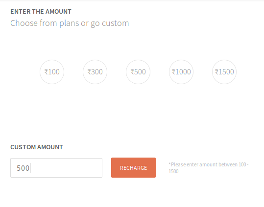 Freecharge Google Play Recharge - Enter amount