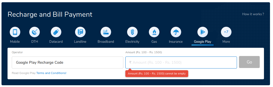Paytm Google Play Recharge