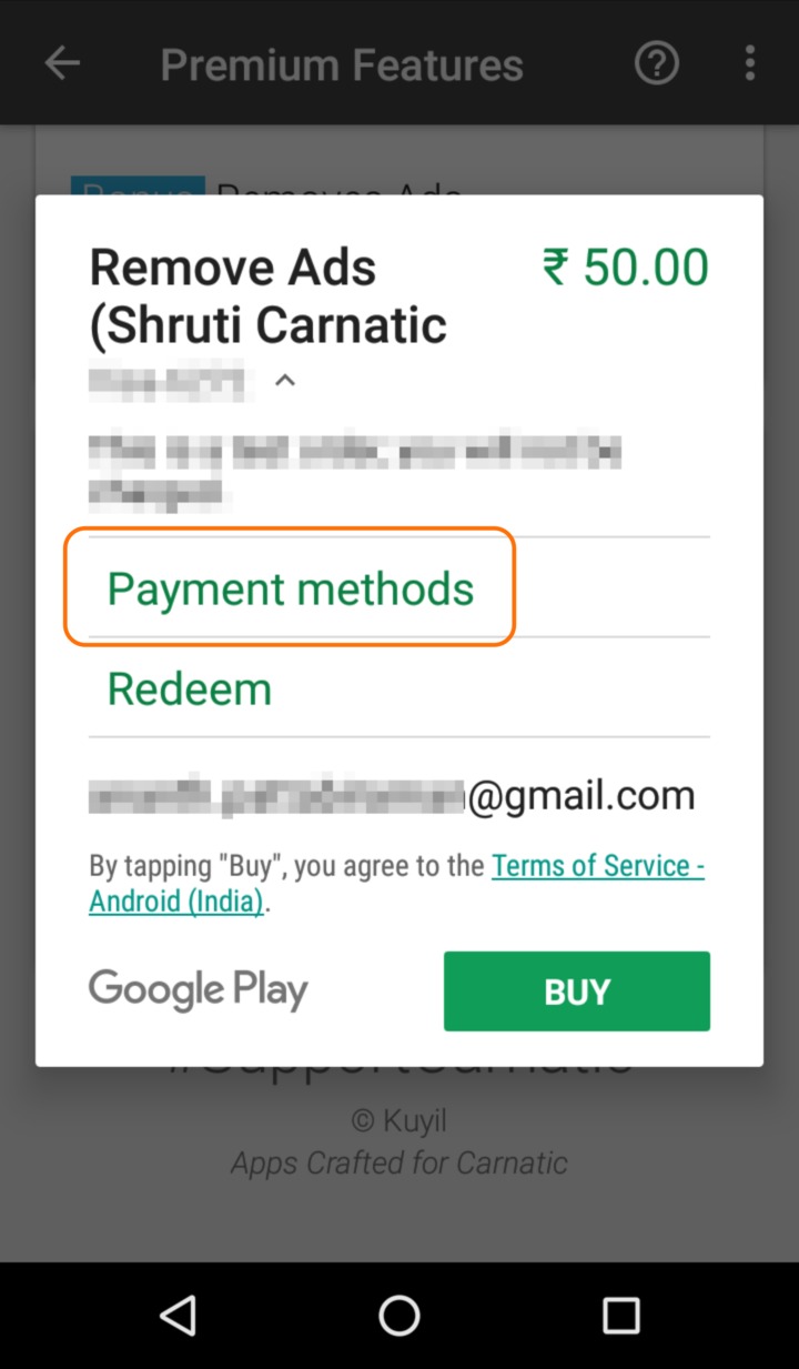 purchase dialog