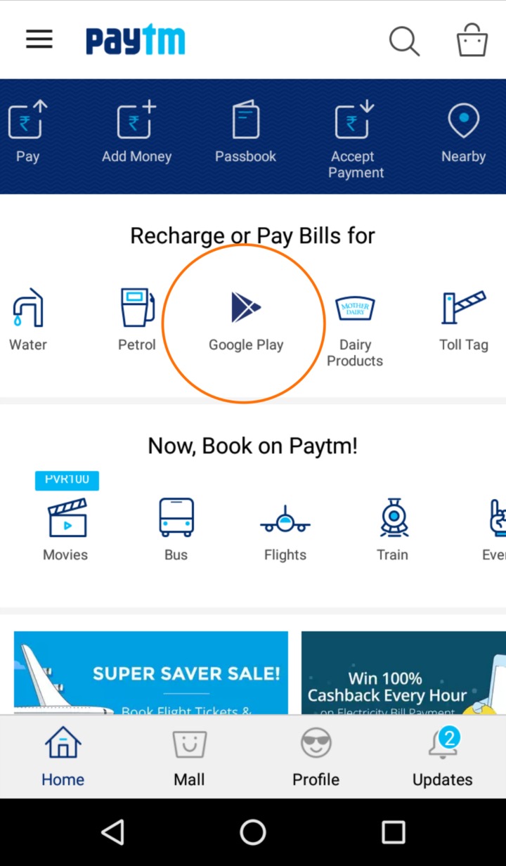 Paytm Google Play Recharge