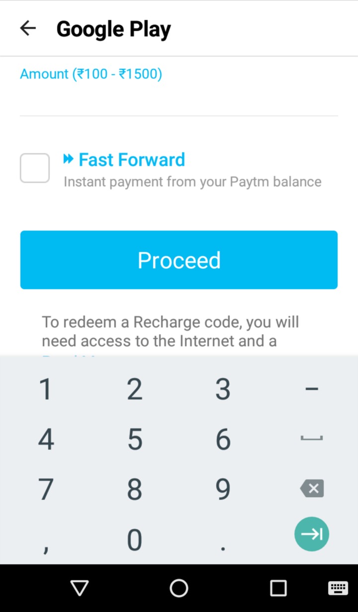 Paytm Google Play Recharge