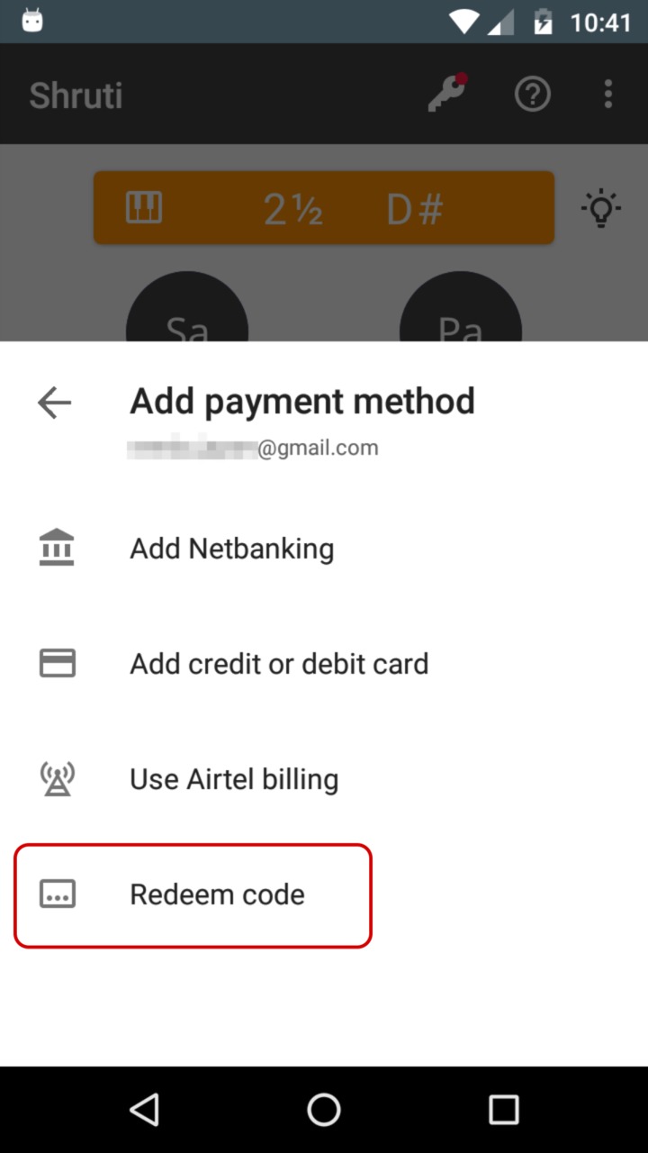 purchase dialog with redeem option